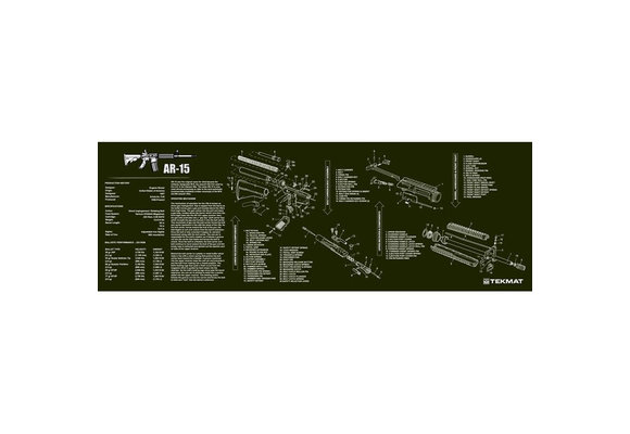 TekMat "AR-15" Armorers Bench Mat 12"x36"x1/8" Neoprene OD Green 36-AR15OD