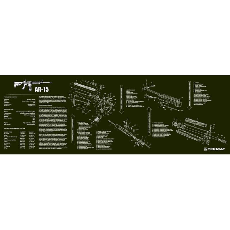 TekMat "AR-15" Armorers Bench Mat 12"x36"x1/8" Neoprene OD Green 36-AR15OD