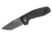 SOG-TAC AU AUTO Folding Knife 3.43" D2 Black Tanto Plain Blade, Black Aluminum Handles - XR Lock - 15-38-03-57