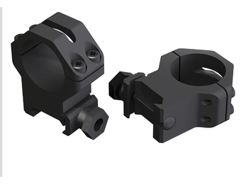 Four Hole Skeleton Scope Ring Set For Rifle Picatinny/Weaver High 1" Tube Black Anodized Aluminum