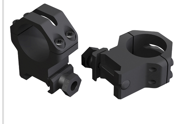 Four Hole Skeleton Scope Ring Set For Rifle Picatinny/Weaver High 1" Tube Black Anodized Aluminum