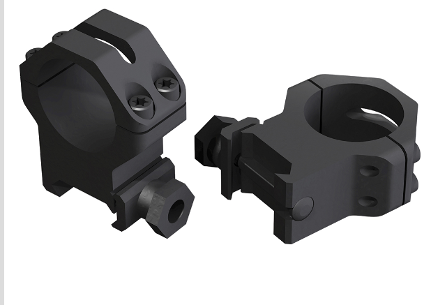 Four Hole Skeleton Scope Ring Set For Rifle Picatinny/Weaver High 1" Tube Black Anodized Aluminum