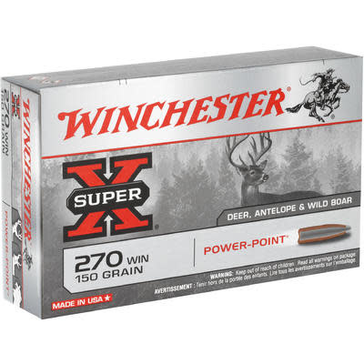 Winchester Ammo X2704 Super-X 270 Win 150 gr Power-Point (PP) 20