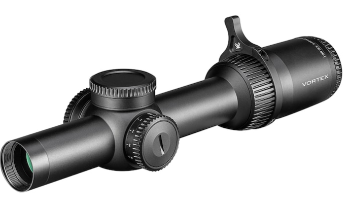 Strike Eagle Rifle Scope 30mm Tube 1-8x 24mm First Focal Plane Illuminated EBR-8 MOA Reticle Matte