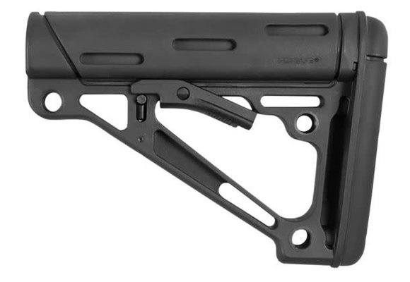 OverMolded Collapsible Buttstock made of Synthetic Material with Black Finish & Overmolded Rubber for Mil-Spec AR-15, M16
