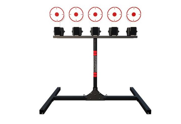 5 SPRING LOADED SELF-RESETTING TARGETS WITH PLATE RACK