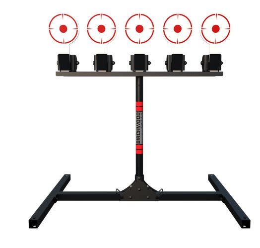5 SPRING LOADED SELF-RESETTING TARGETS WITH PLATE RACK