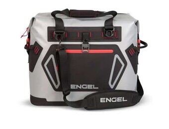 Engel HD30 Waterproof Soft-Sided Cooler - Light Grey/Red