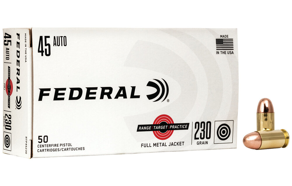 Federal RTP45230 Range and Target 45 ACP 230 gr Full Metal Jacket (FMJ)