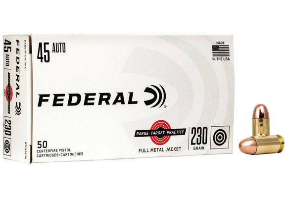 Federal RTP45230 Range and Target 45 ACP 230 gr Full Metal Jacket (FMJ)