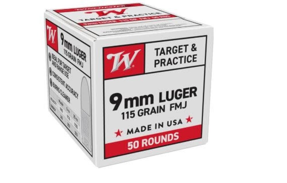 Winchester 9mm 115 Grain 50 Rounds,