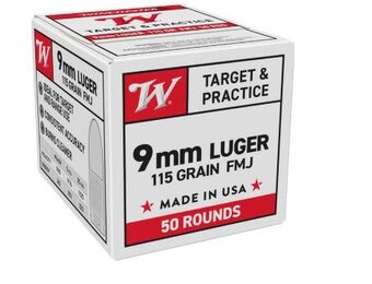 Winchester  9mm  115 Grain 50 Rounds,