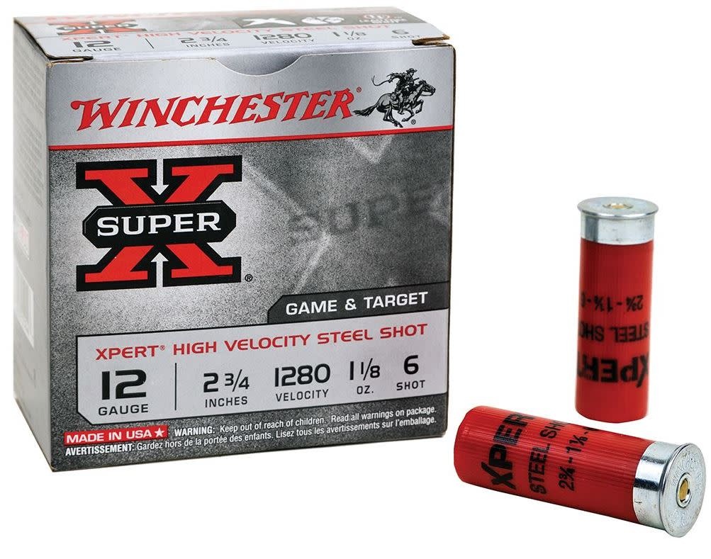 Winchester 12 ga - 2-3/4" Steel Shot 1-1/8 oz - #6 Super-X - 25 Rounds