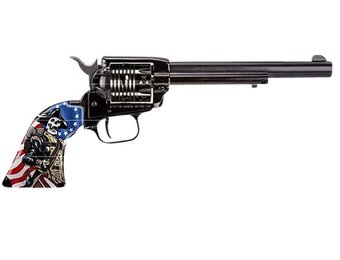 Heritage Mfg RR22B6ECSS Rough Rider Independence Day 22 LR Black Oxide w/Engraved US Flag Cylinder, US Flag w/Soldier Grips