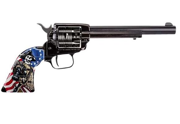 Heritage Mfg RR22B6ECSS Rough Rider Independence Day 22 LR Black Oxide w/Engraved US Flag Cylinder, US Flag w/Soldier Grips