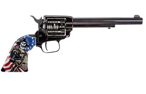 Heritage Mfg RR22B6ECSS Rough Rider Independence Day 22 LR Black Oxide w/Engraved US Flag Cylinder, US Flag w/Soldier Grips