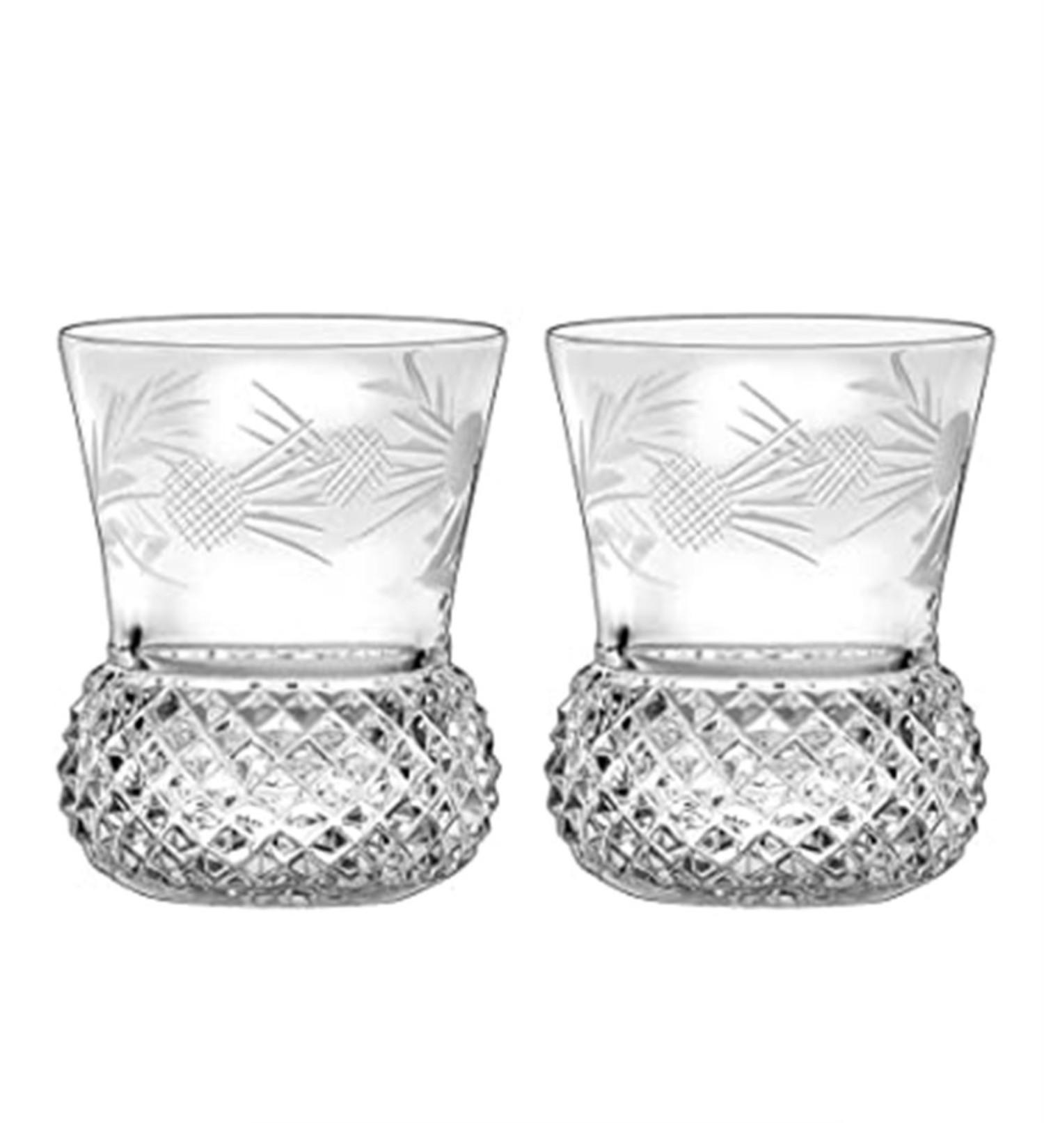 Royal Scot Crystal Thistle Whisky Set(1 Dec & 2 Tum)Flower Of Scot