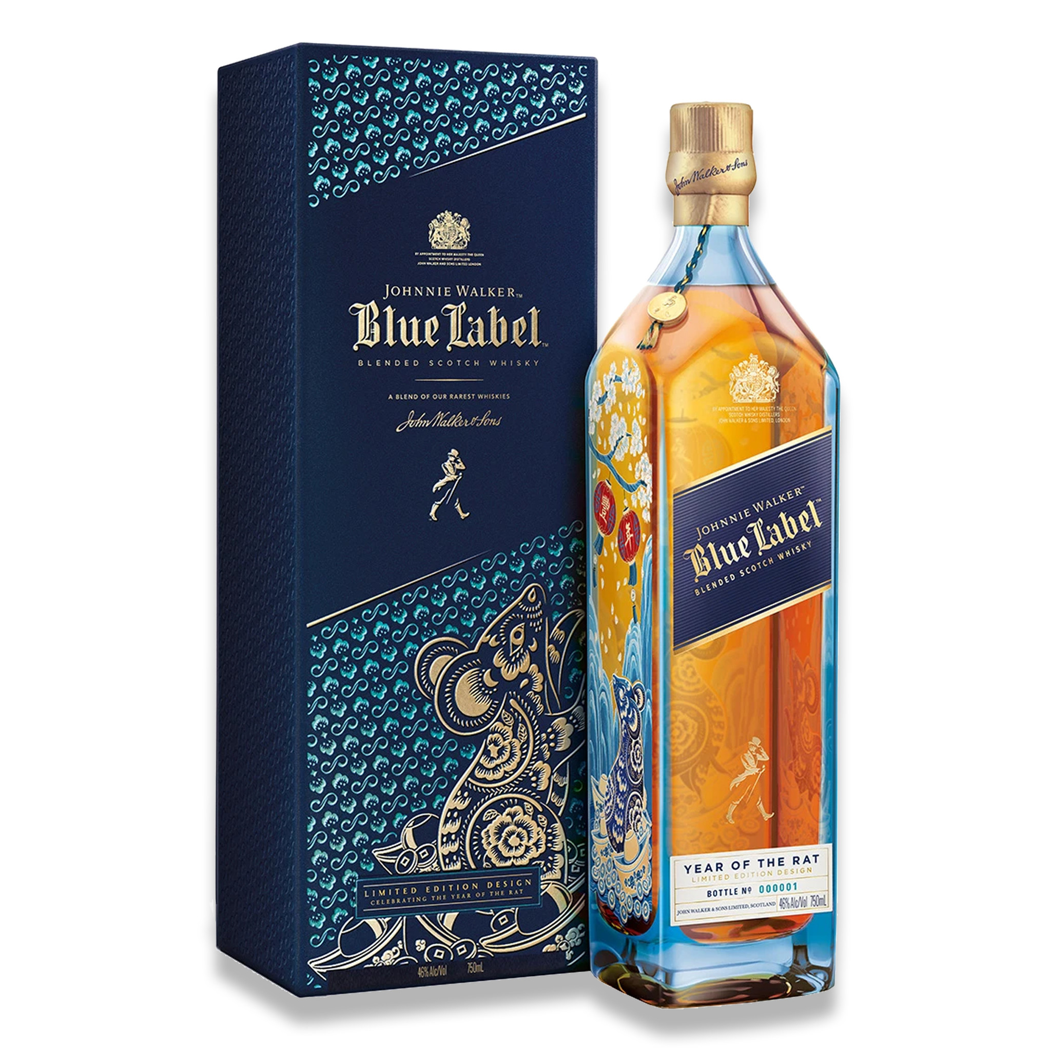 Johnnie Walker Blue Label Year of Rat 750ml $359 FREE DELIVERY - Uncle Fossil Wine&Spirits