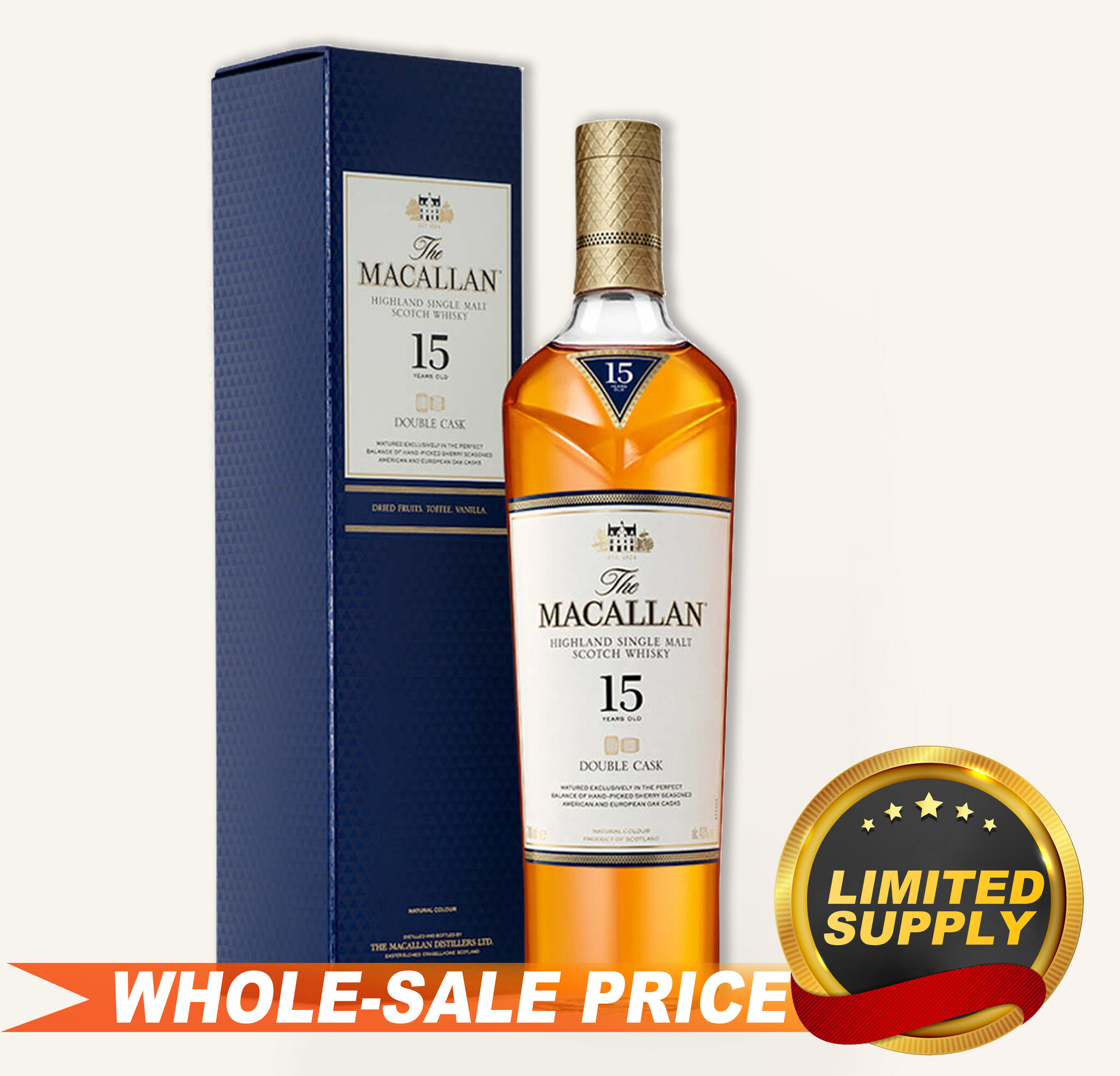 Macallan 15Yr Double Cask Single Malt Scotch Whisky $179 FREE