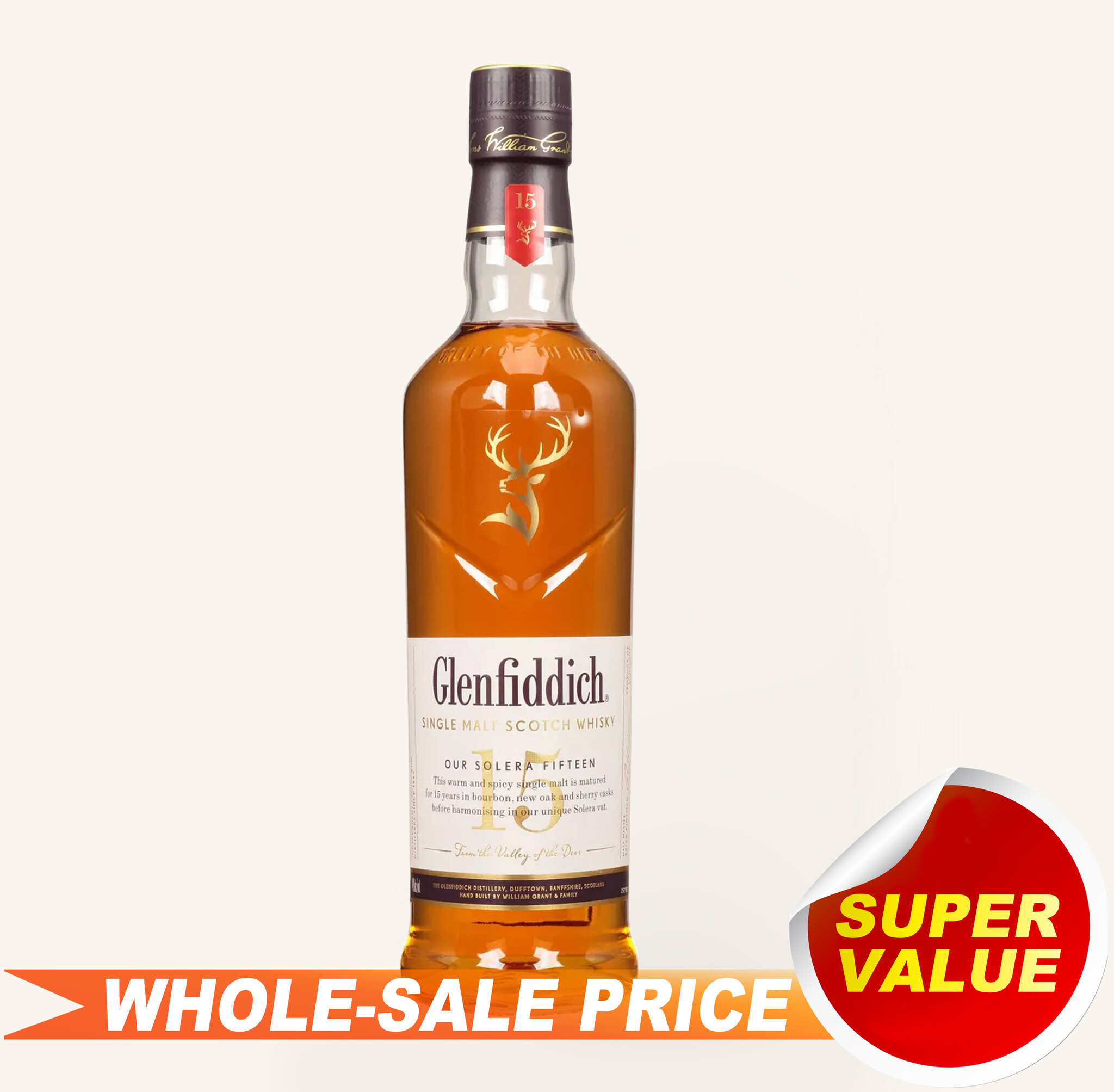 Glenfiddich Solera Reserve Scotch Uncle Malt 15Yr Whiskey Wine&Spirits $65 - Single Fossil