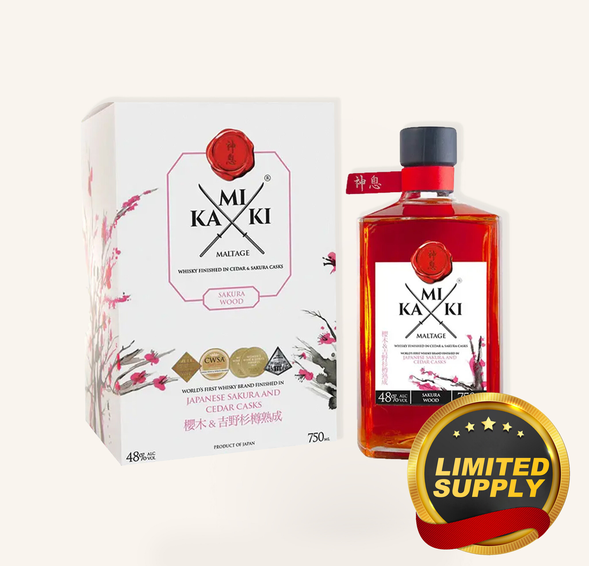 Kamiki Sakura Wood Whisky Gift Box 750ml $86 - Uncle Fossil
