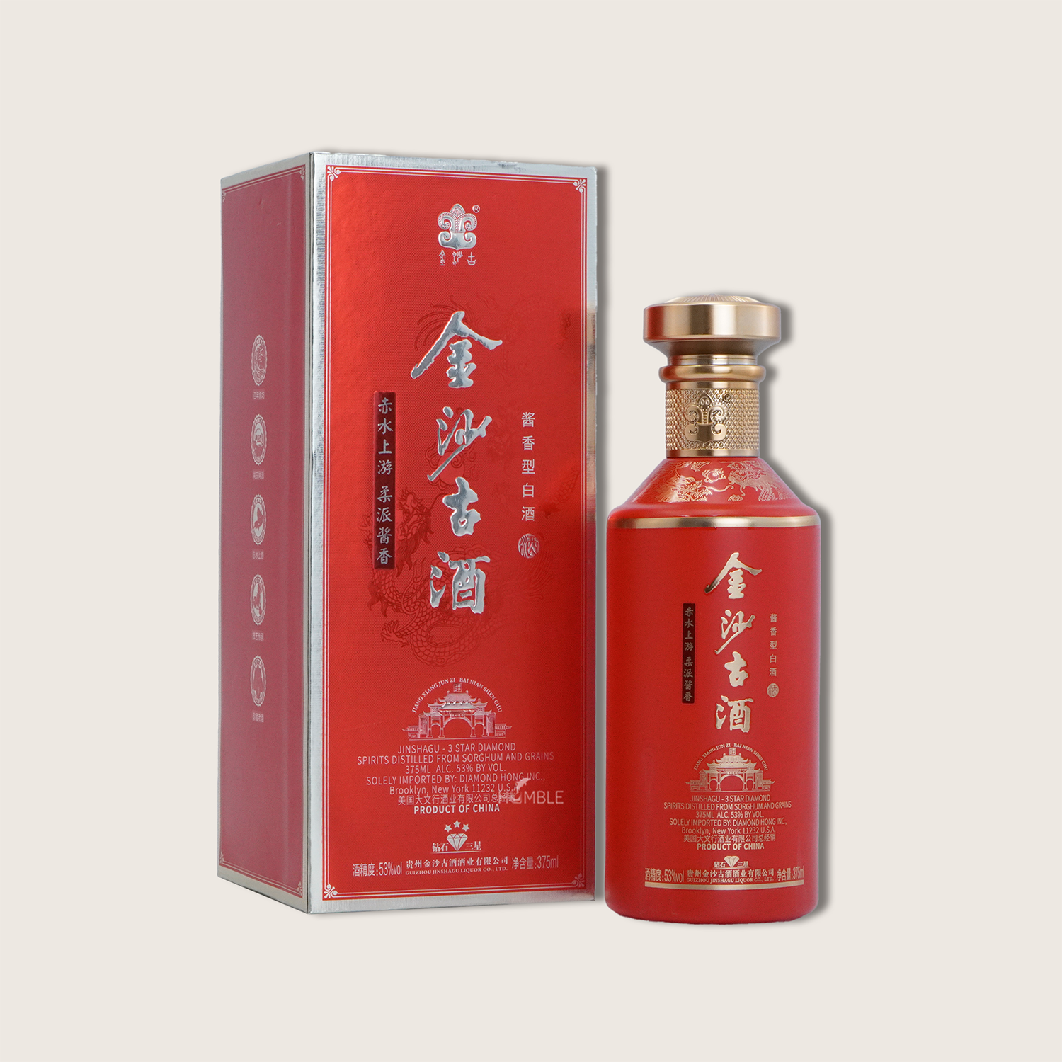 Jinsha Gu Jiu Red box 金沙古酒3星375ml $39 - Uncle Fossil Wine&Spirits