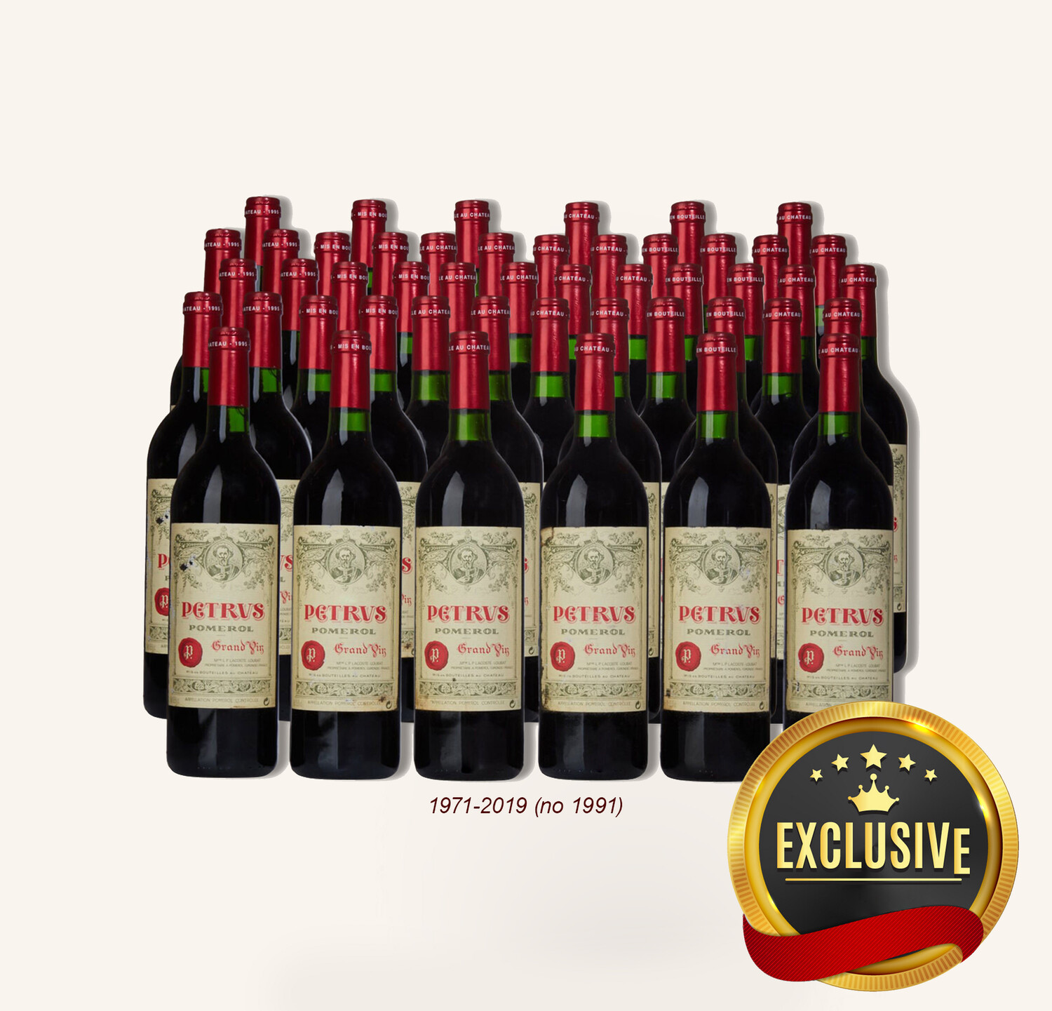 Petrus Vertical Set 1971-2019 (no 1991) 750ml $384000 - Uncle
