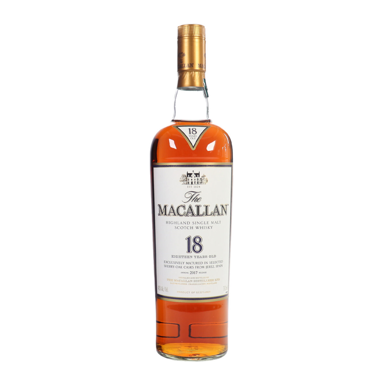 Macallan 18Yr Sherry Oak Single Malt Scotch Whisky (2017) $1199