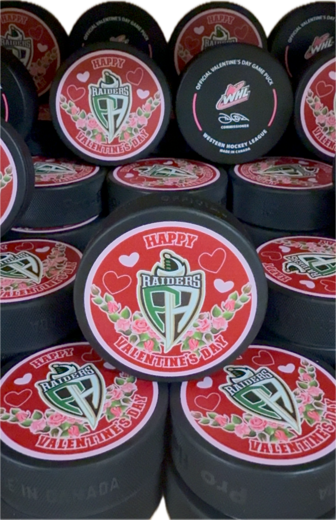Raiders Valentine's Day Game Puck