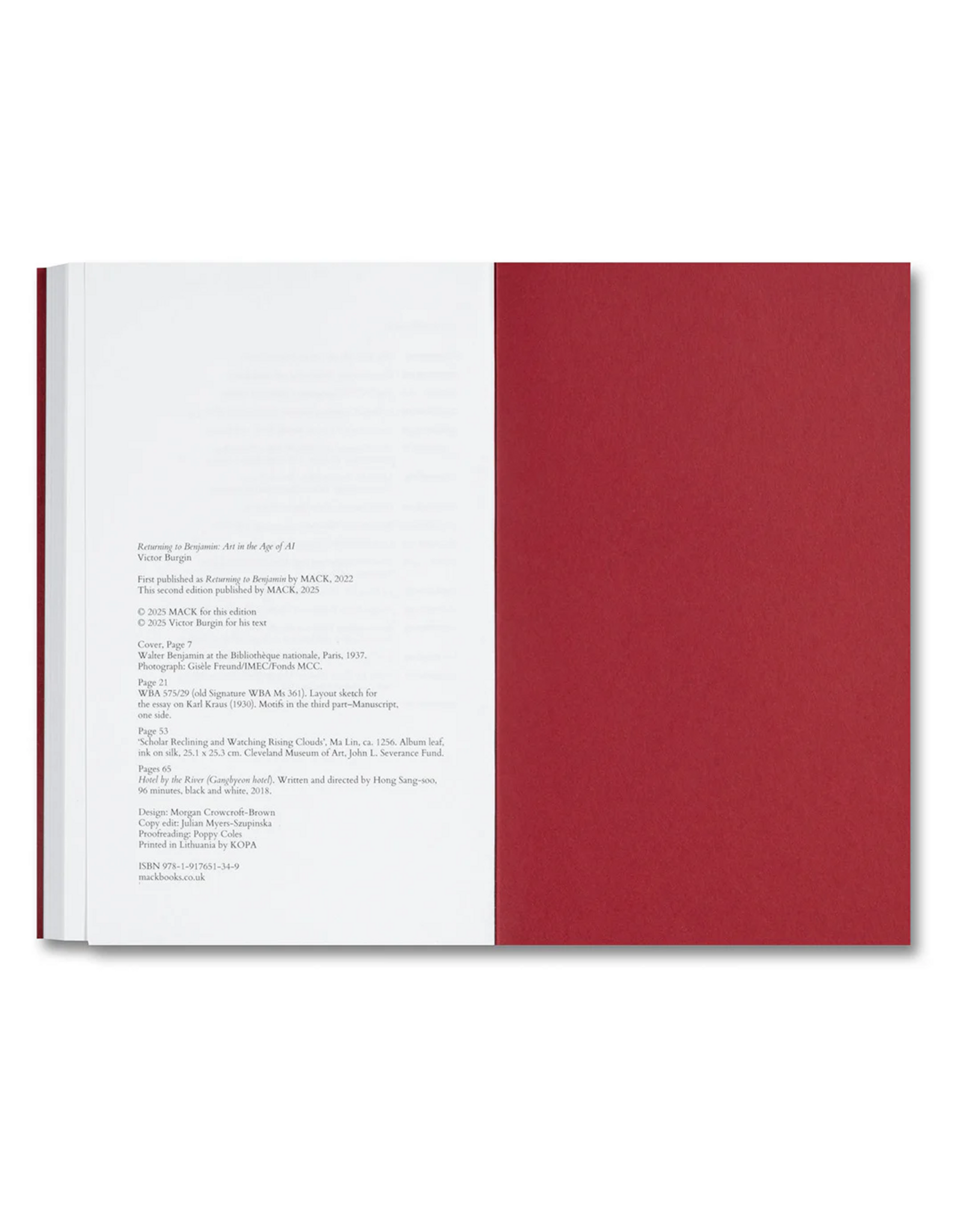 MACK Books Victor Burgin: Returning to Benjamin: Art in the Age of AI