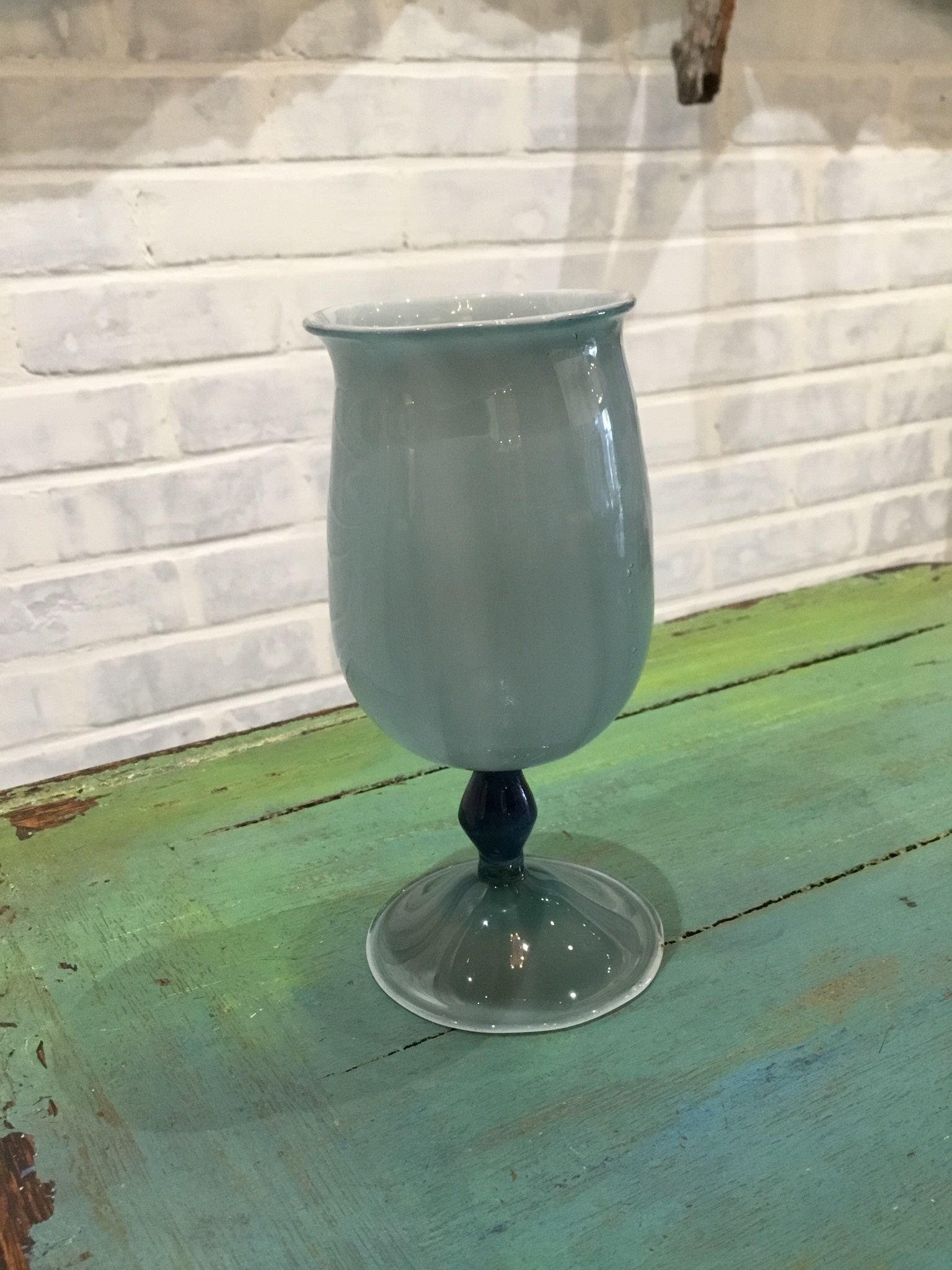 Nash Adams-Pruitt Grey Blue Glass Goblet Nash Adams-Pruitt Grey Blue Glass Goblet