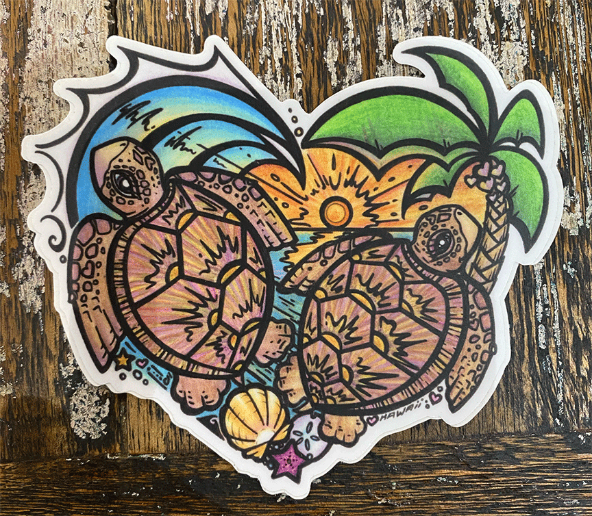 Celeste Holmes Stickers Honu Heart Celeste Holmes Stickers Honu Heart