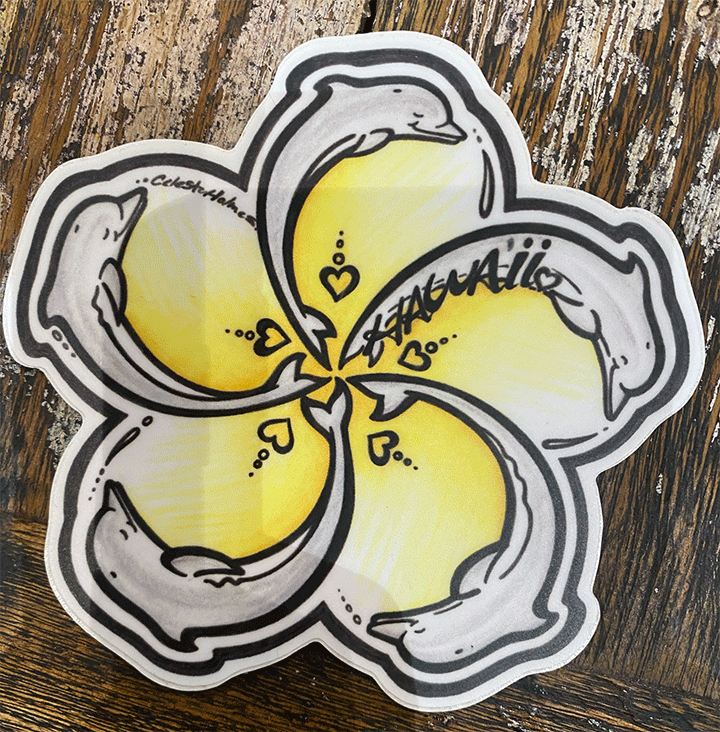 Celeste Holmes Stickers Plumeria Dolphin Celeste Holmes Stickers Plumeria Dolphin