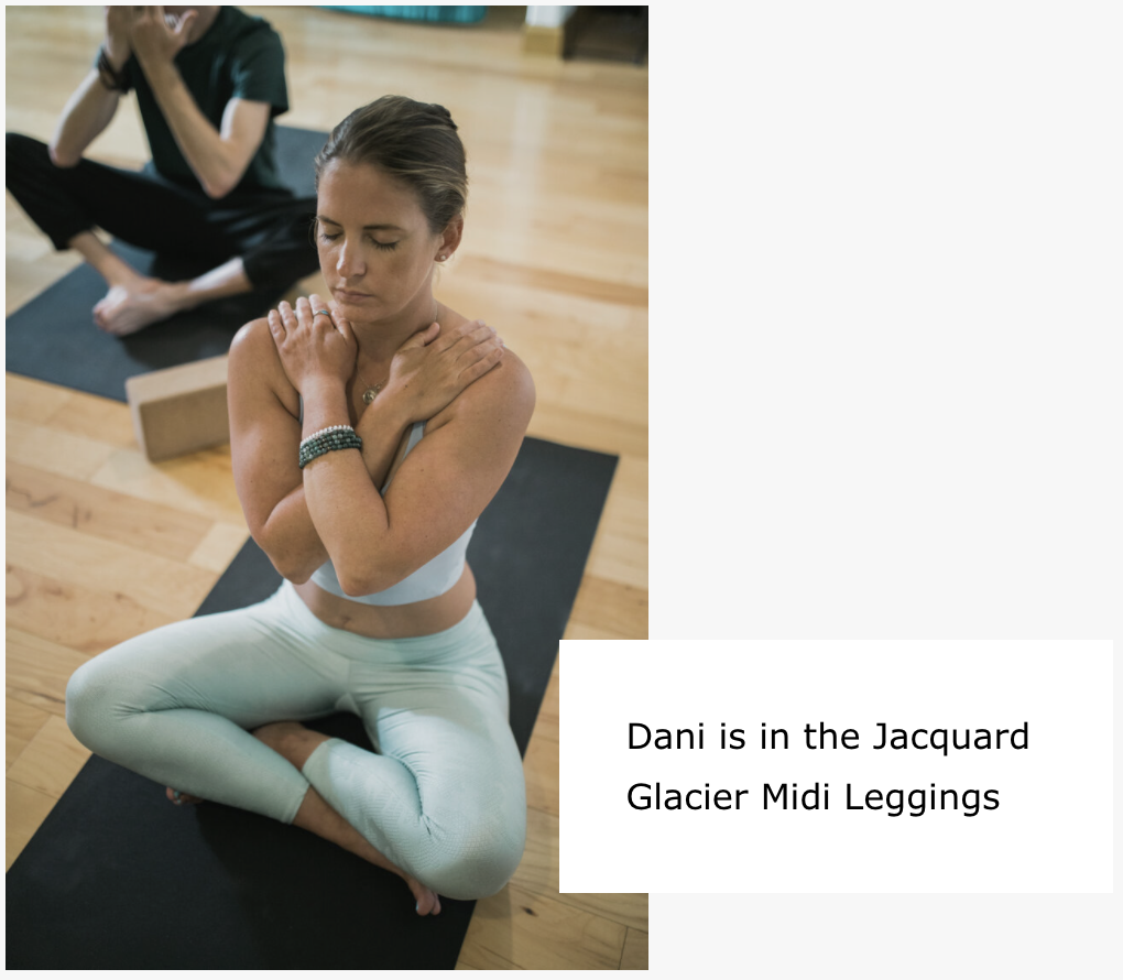 Dani is in the Jacquard Glacier Midi Leggings