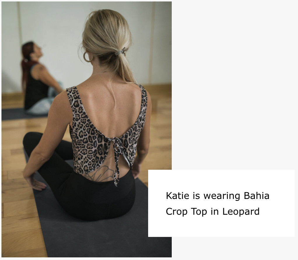 Katie is wearing Bahia Crop Top in Leopard