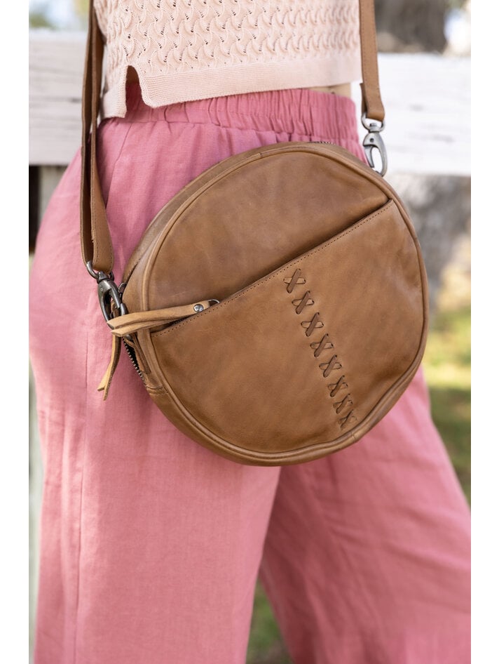 Uashmama Everyday Handbag | Leather Handle/Zip Closure, Small / Woven Blue