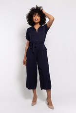 "M" Made in Italy Ladies Woven S/S Jumpsuit