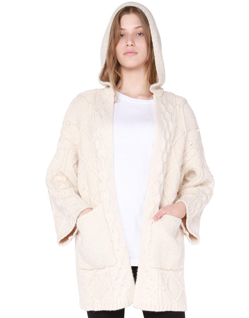 Dex/Room34 Hooded Cable Open Cardigan