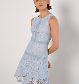 Apricot High Neck Lace Skater Dress