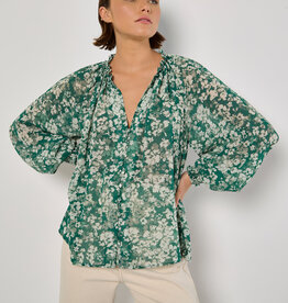 Apricot Floral Raglan Open Neck Blouse