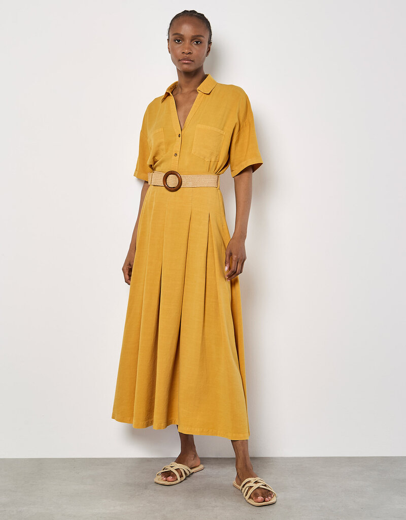 Apricot Boho Slub Belted Midi Skirt *Skirt Only*