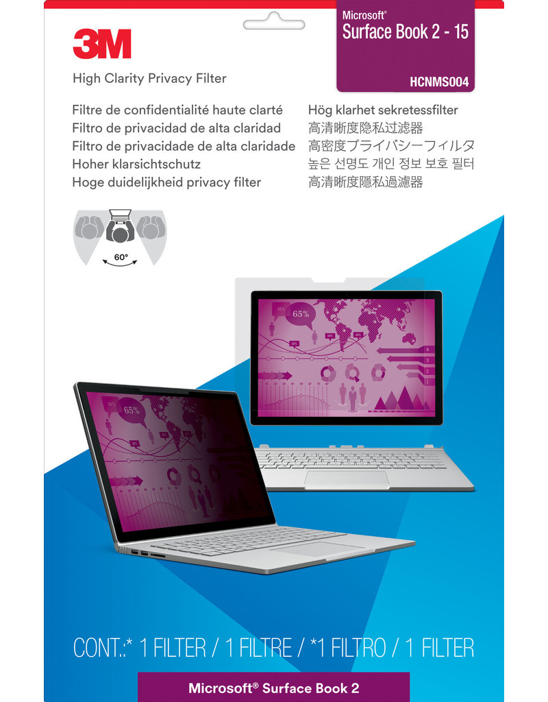 3M HIGH CLARITY PRIVACY FILTER FOR MICROSOFT SURFACE BOOK 15"