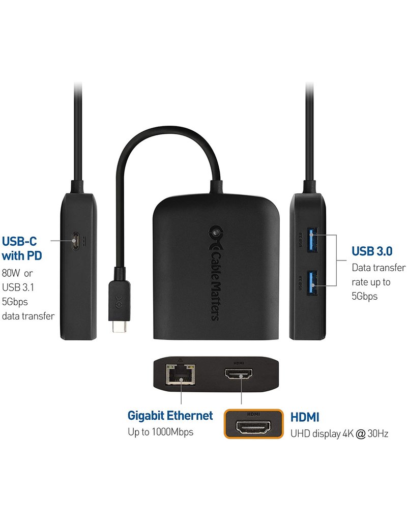 CABLE MATTERS USB-C MULTIPORT ADAPTER USB-C/ENET/USB/HDMI