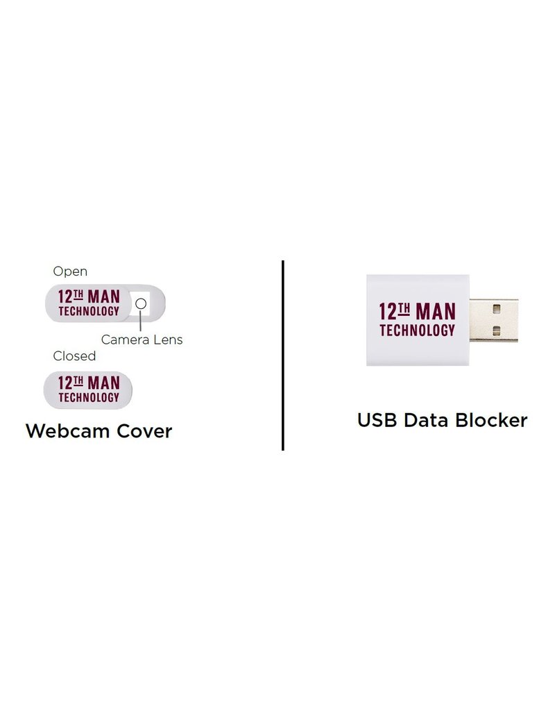 EXCLUSIVE 12TH MAN TECHNOLOGY LAPTOP PRIVACY 2-PACK CAMERA COVER AND USB PROTECTOR