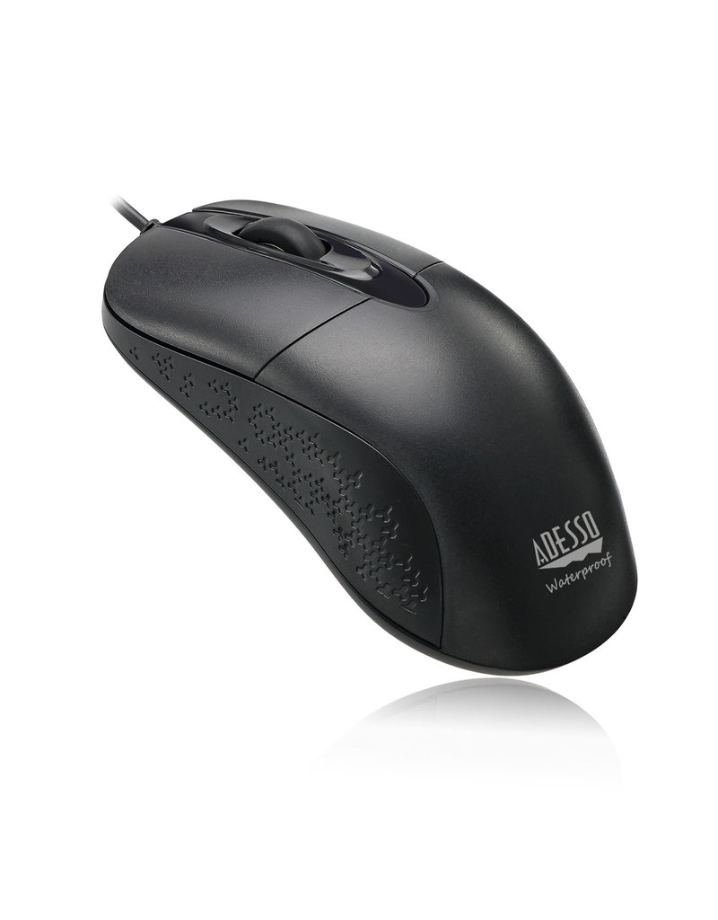 ADESSO WATERPROOF ANTIMICROBIAL SCROLL MOUSE - BLACK