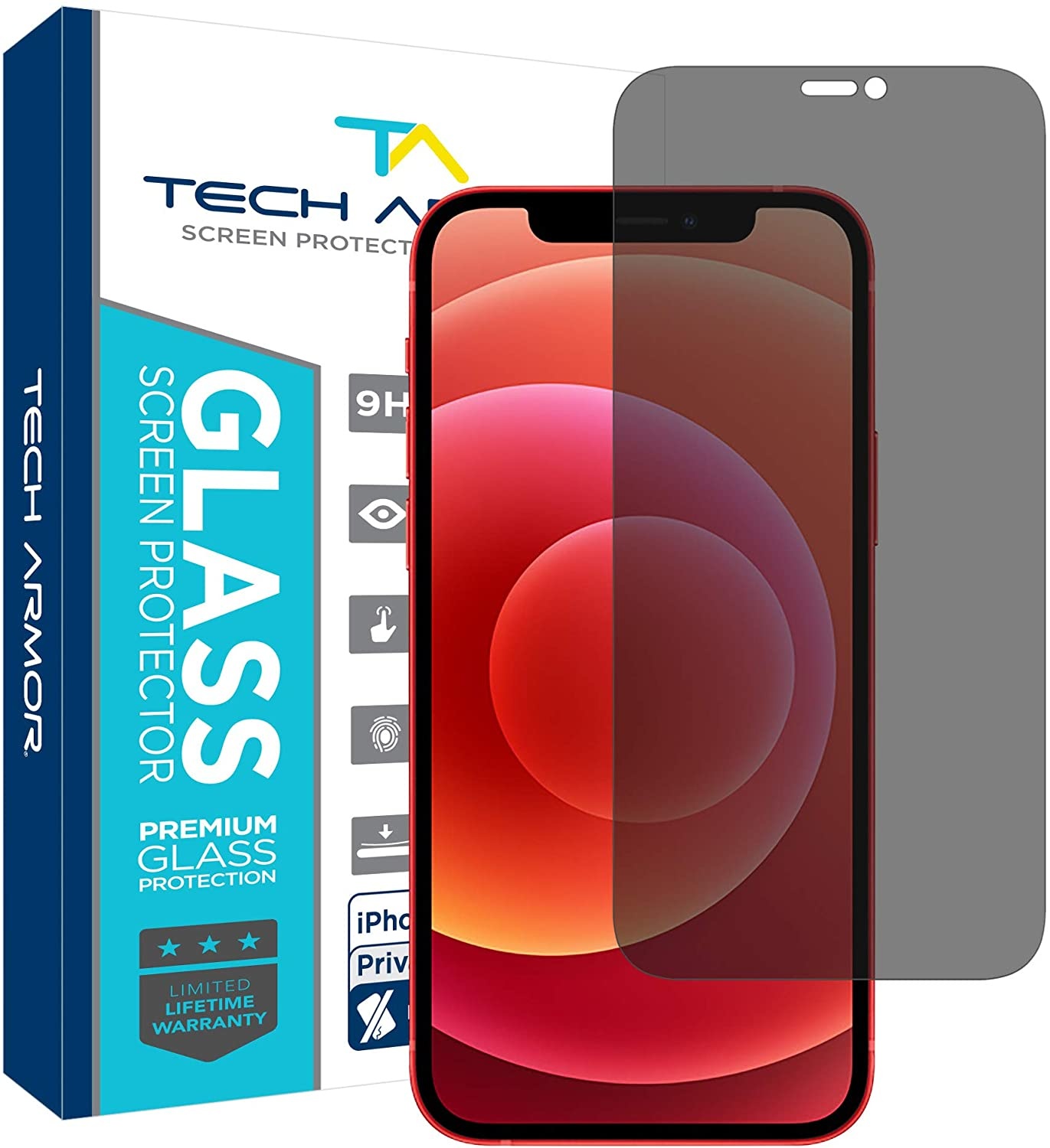 TECH ARMOR 2-WAY PRIVACY BALLISTIC GLASS SCREEN PROTECHTOR FOR IPHONE