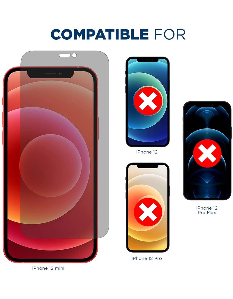 TECH ARMOR 2-WAY PRIVACY BALLISTIC GLASS SCREEN PROTECHTOR FOR IPHONE 12 MINI