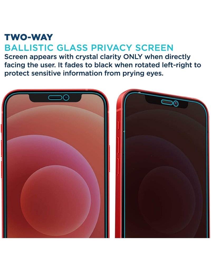 TECH ARMOR 2-WAY PRIVACY BALLISTIC GLASS SCREEN PROTECHTOR FOR IPHONE 12 MINI