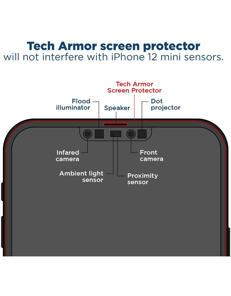 TECH ARMOR 2-WAY PRIVACY BALLISTIC GLASS SCREEN PROTECHTOR FOR IPHONE 12 MINI