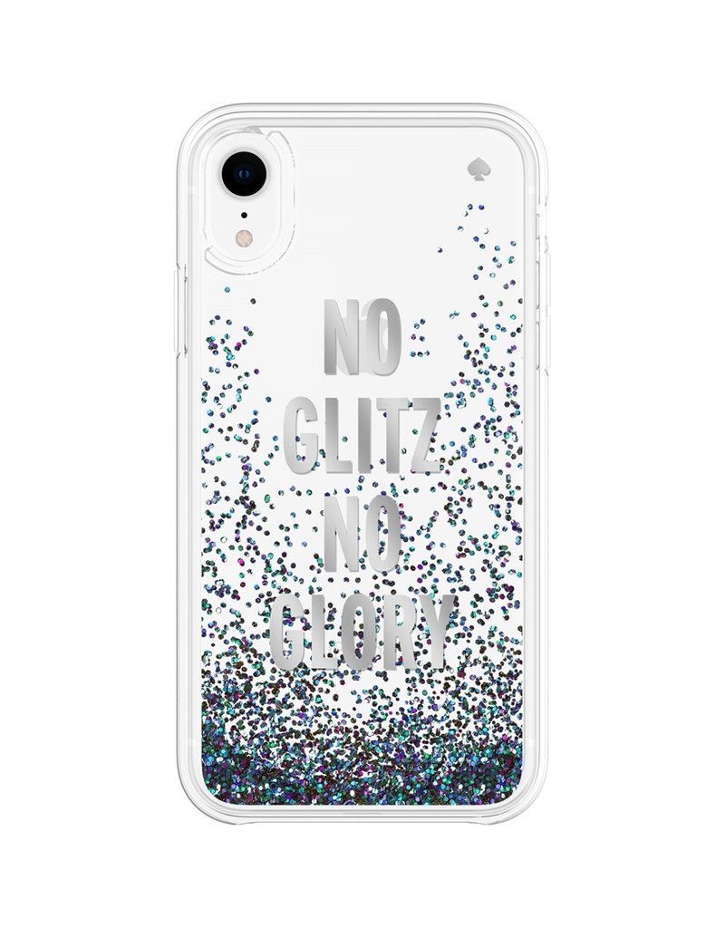 KATE SPADE NEW YORK LIQUID GLITTER CASE FOR IPHONE XR - NO GLIT NO GLORY  SILVER FOIL/MERMAID GLITTER/CLEAR - 12th Man Technology